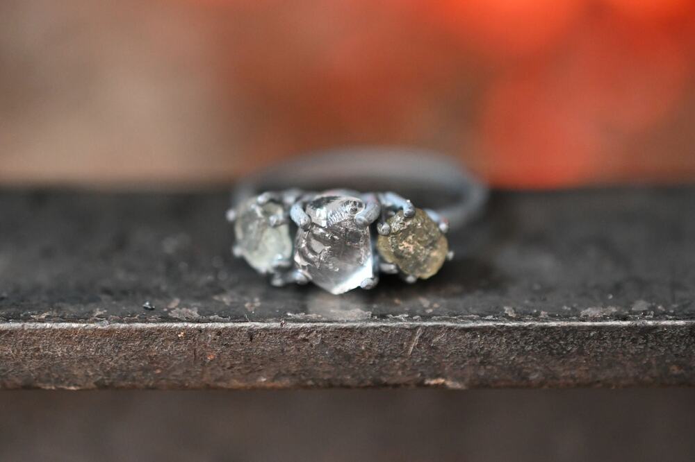Unique Engagement Ring Raw Diamond Ring Raw Sapphire Ring